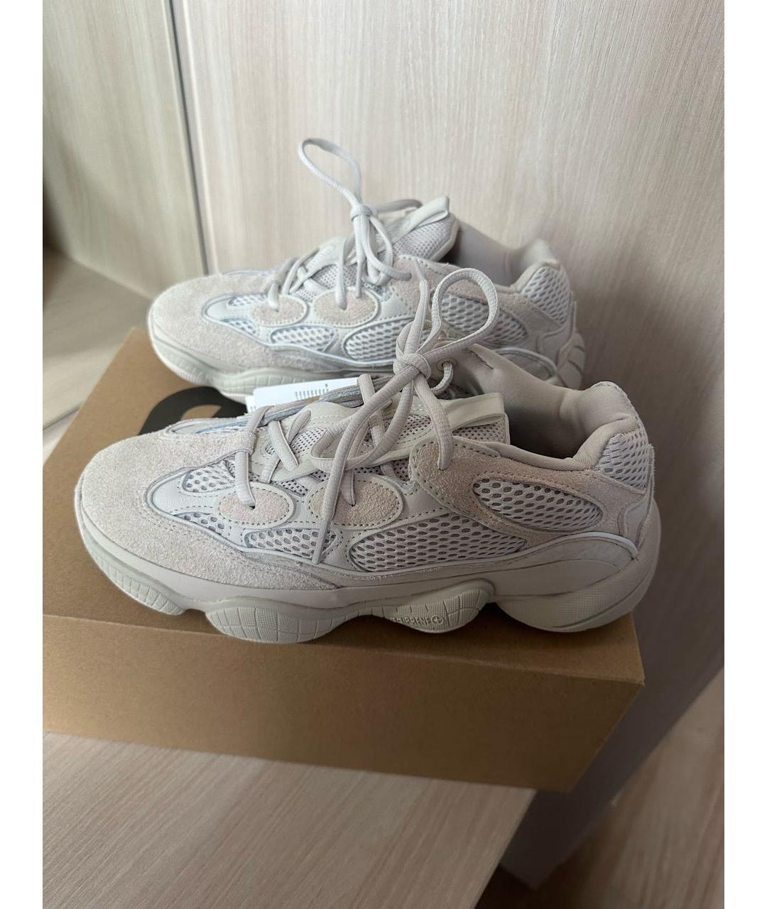 ADIDAS YEEZY Бежевые кожаные кроссовки, фото 5