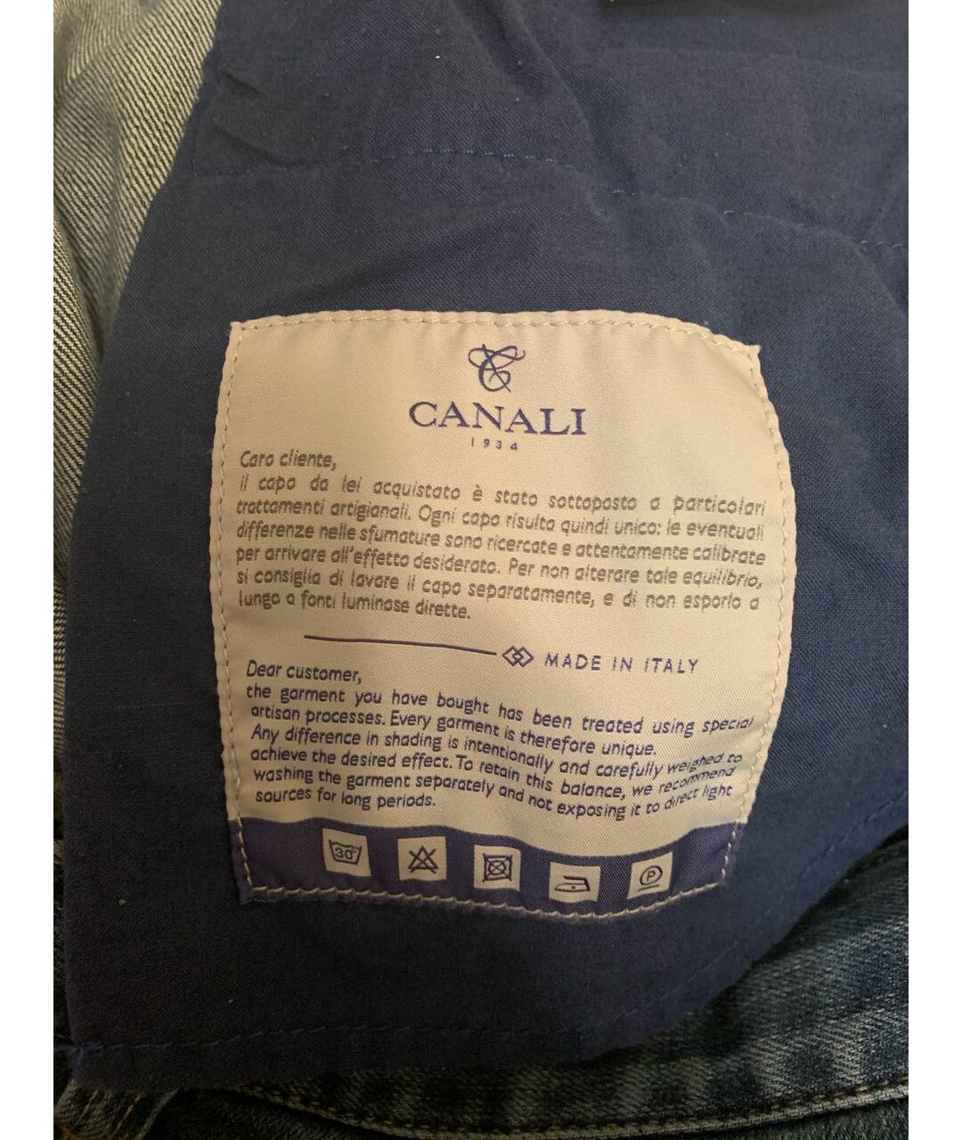 CANALI Синие хлопковые прямые джинсы, фото 5