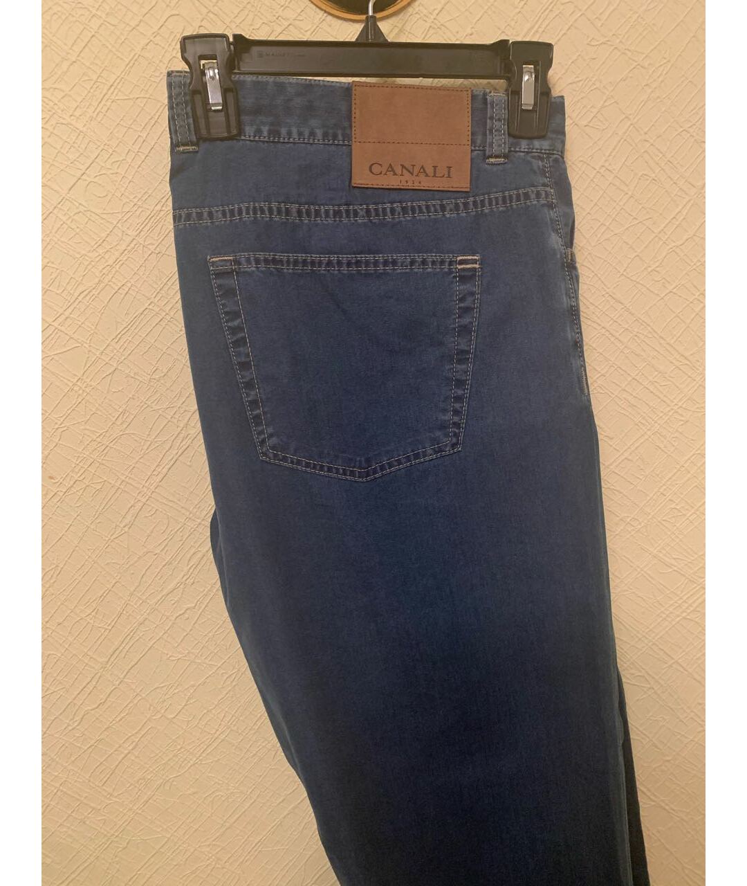 CANALI Синие хлопковые прямые джинсы, фото 3