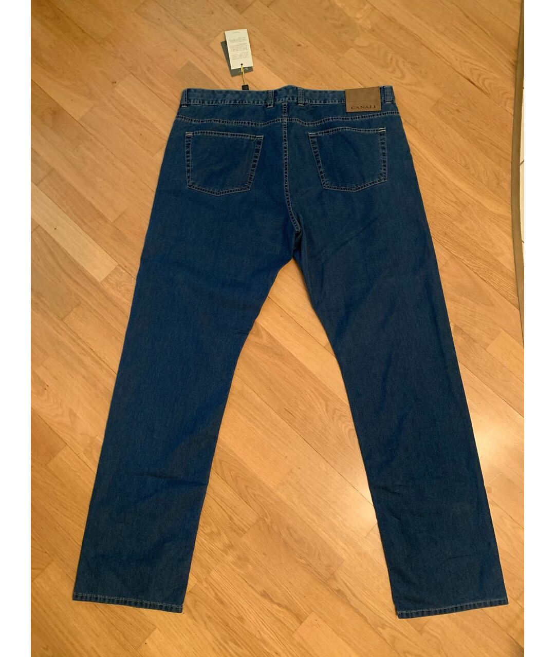 CANALI Синие хлопковые прямые джинсы, фото 7