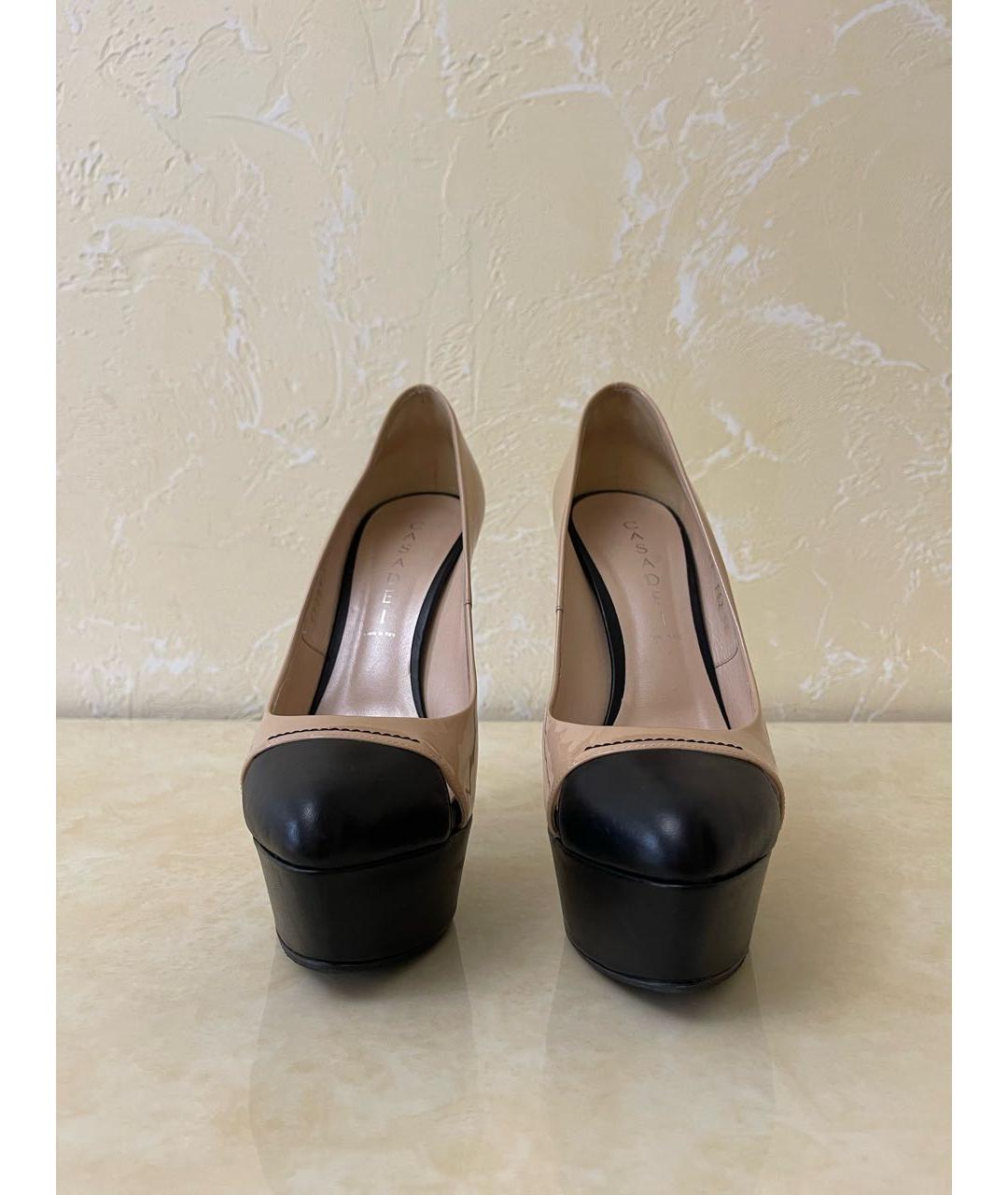 CASADEI Бежевые туфли из лакированной кожи, фото 2