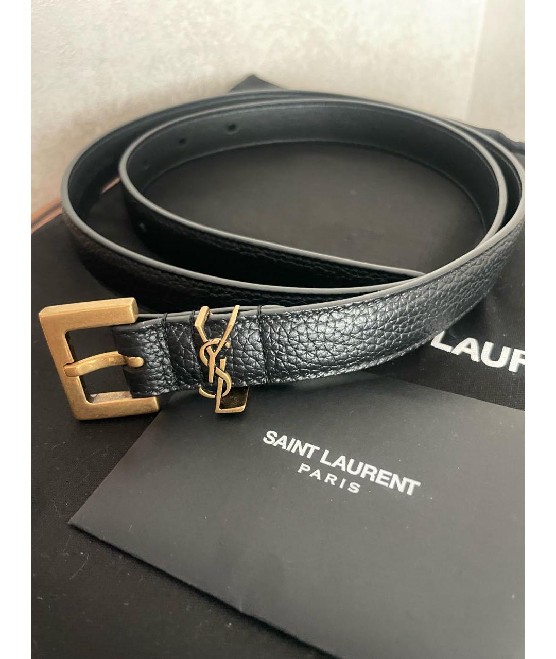 SAINT LAURENT Черный кожаный ремень, фото 9