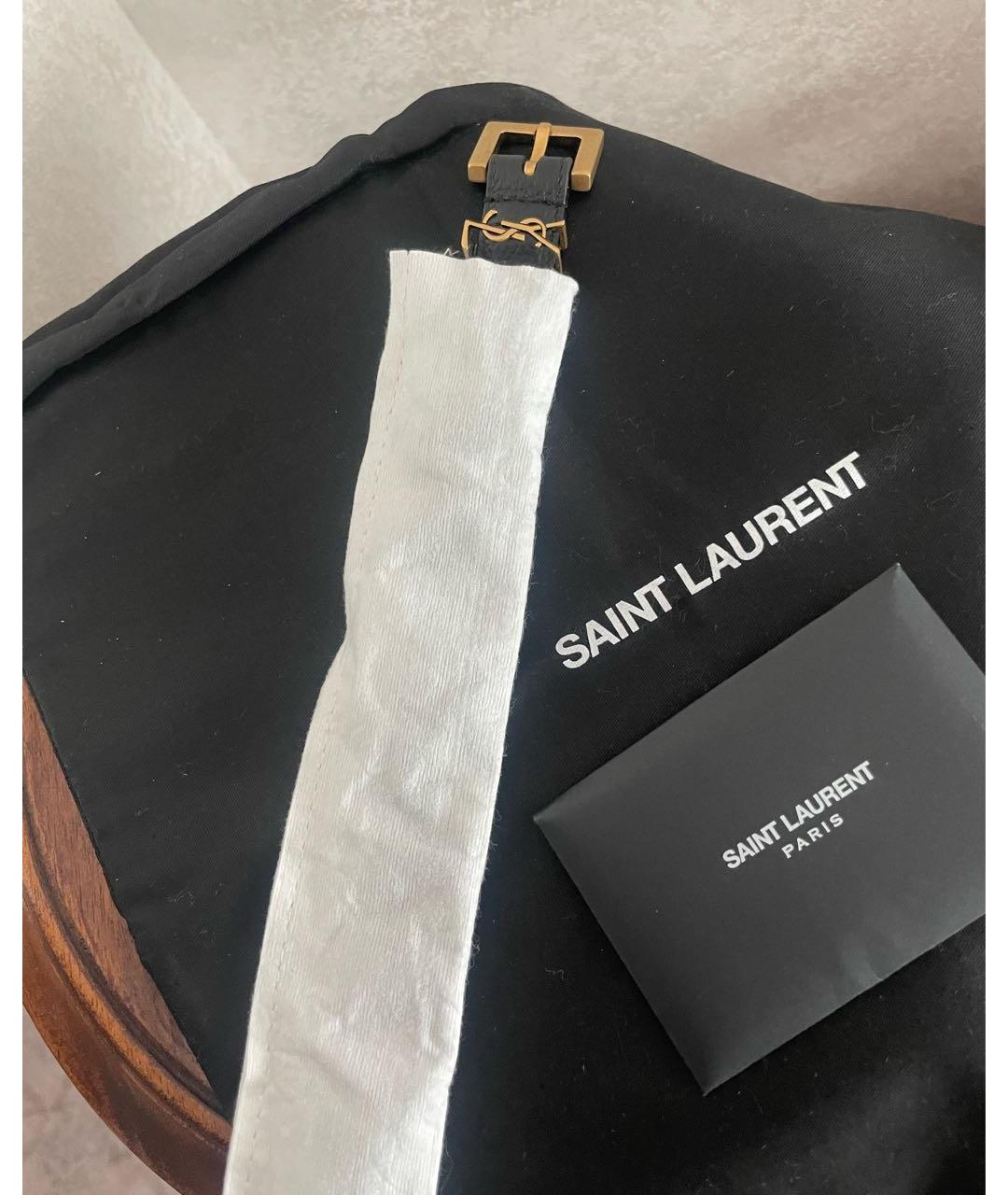 SAINT LAURENT Черный кожаный ремень, фото 6