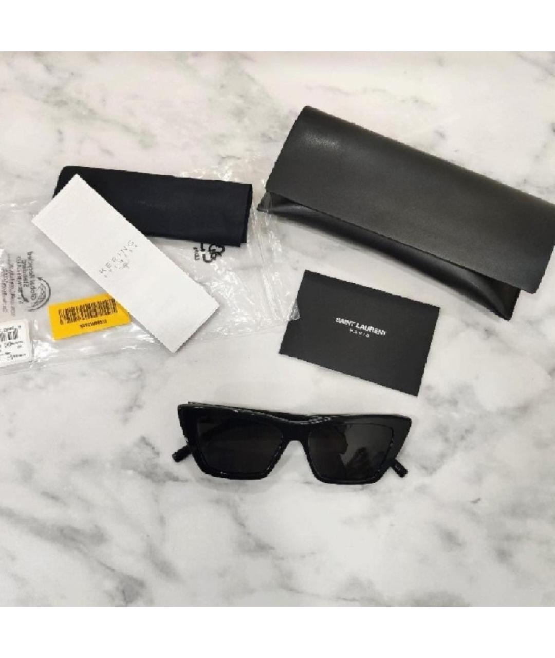SAINT LAURENT Черные пластиковые солнцезащитные очки, фото 3