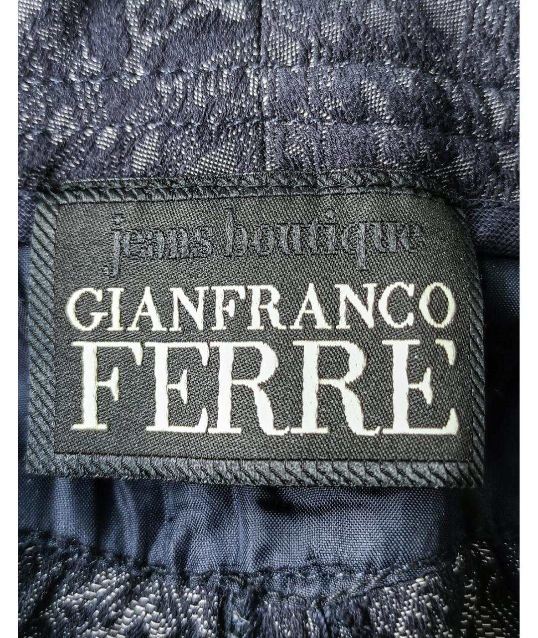 GIANFRANCO FERRE Темно-синие хлопковые прямые брюки, фото 7
