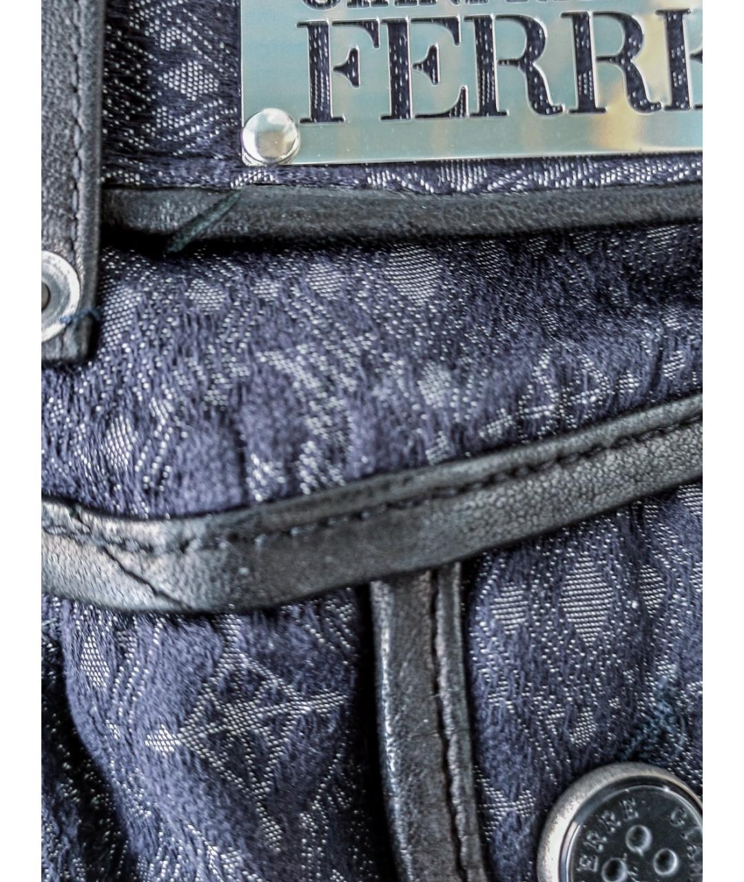 GIANFRANCO FERRE Темно-синие хлопковые прямые брюки, фото 6