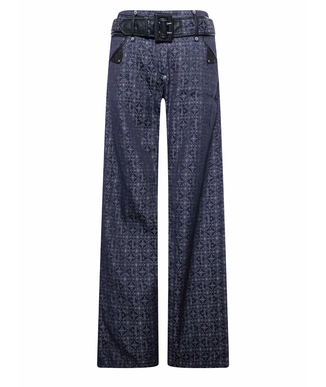 GIANFRANCO FERRE Темно-синие хлопковые прямые брюки, фото 1