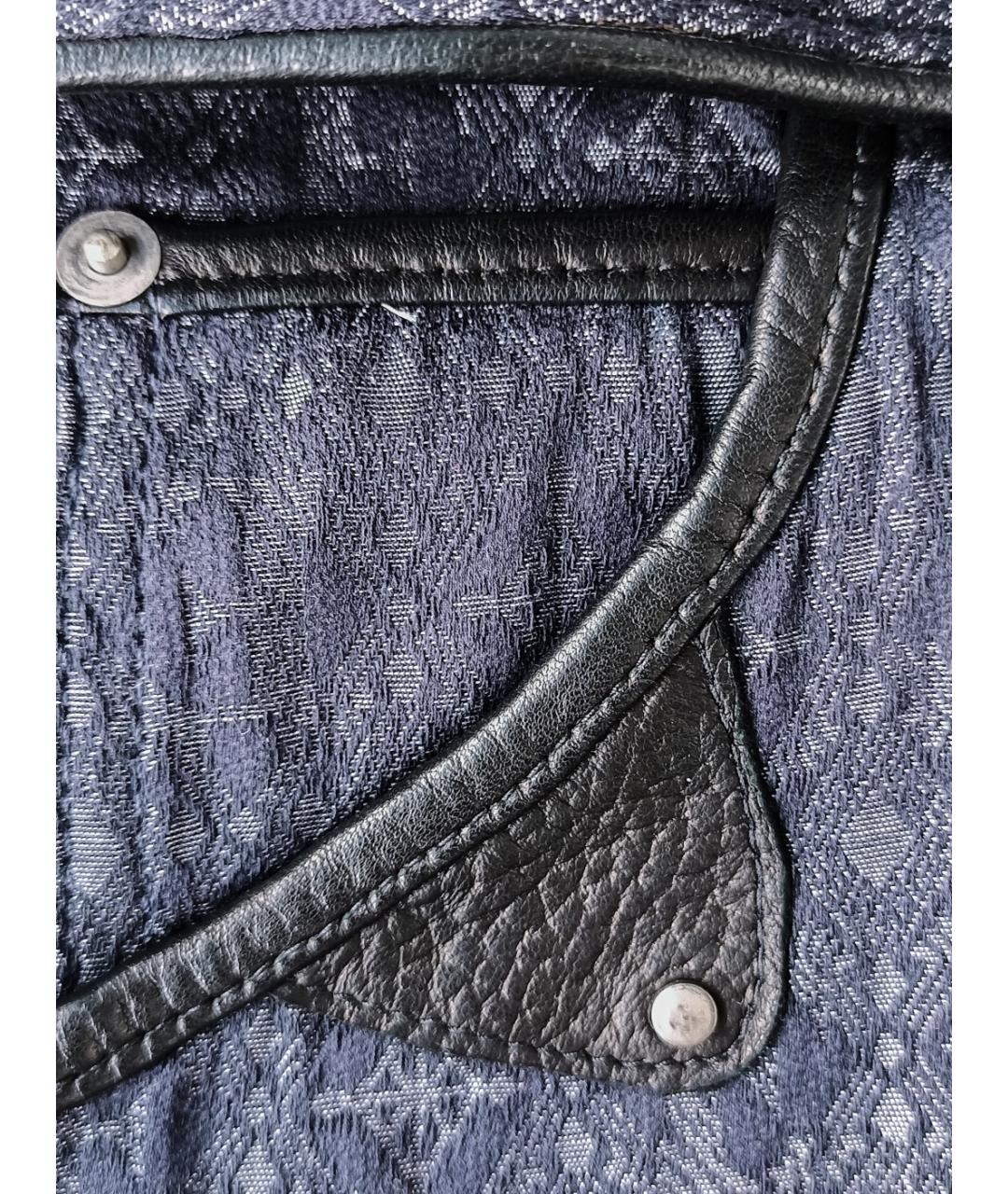 GIANFRANCO FERRE Темно-синие хлопковые прямые брюки, фото 3