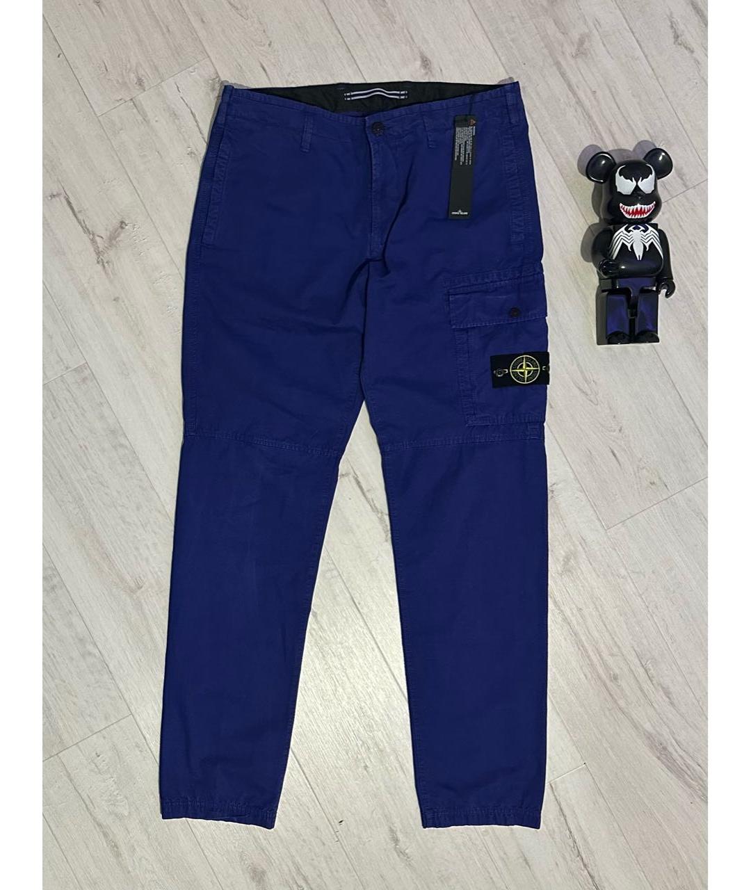STONE ISLAND Синие хлопковые повседневные брюки, фото 3