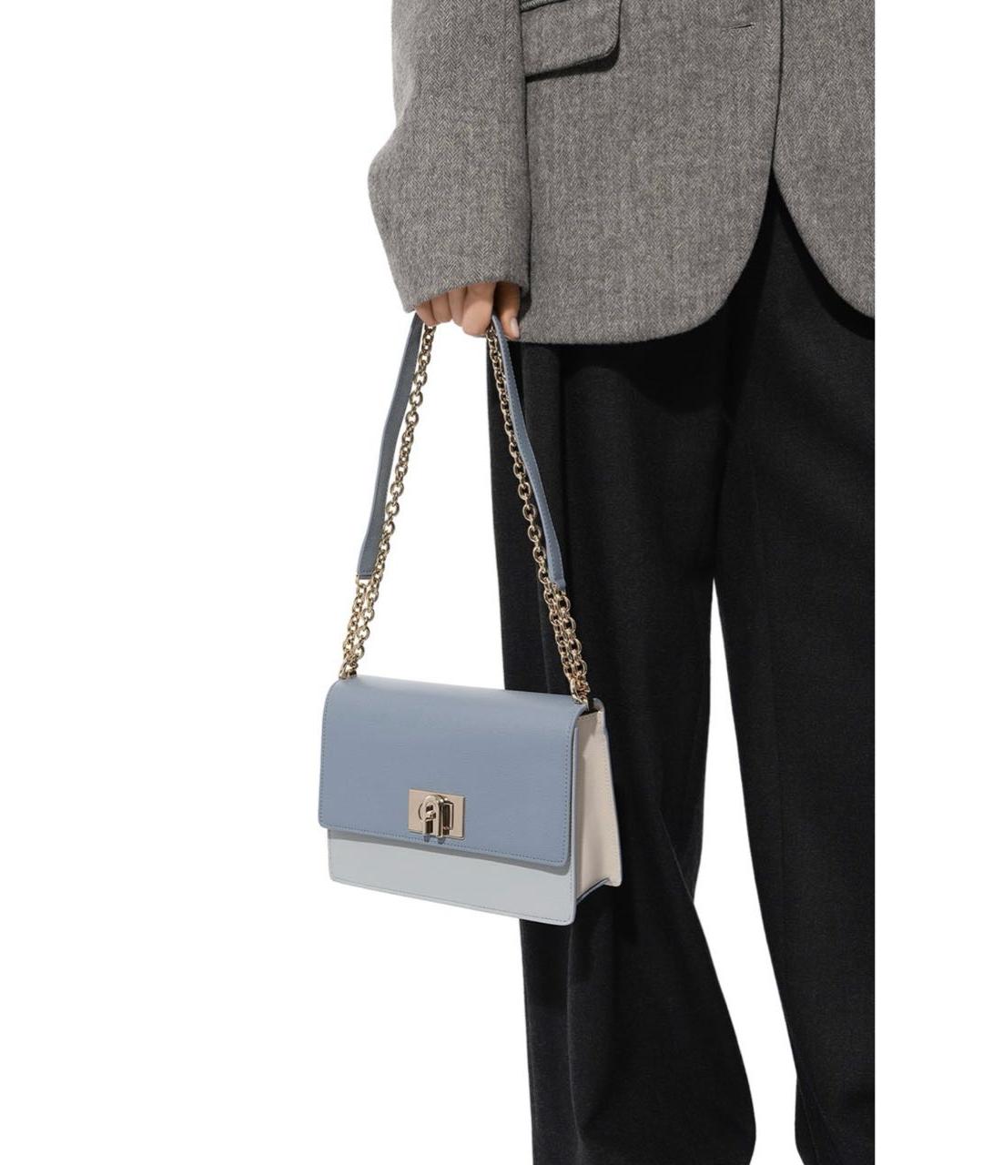 FURLA Голубая кожаная сумка через плечо, фото 2