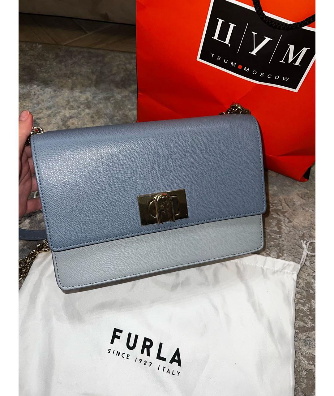 FURLA Голубая кожаная сумка через плечо, фото 6