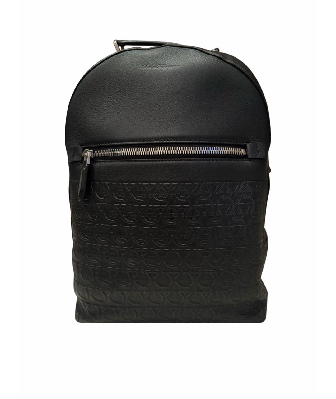 SALVATORE FERRAGAMO Черный кожаный рюкзак, фото 1