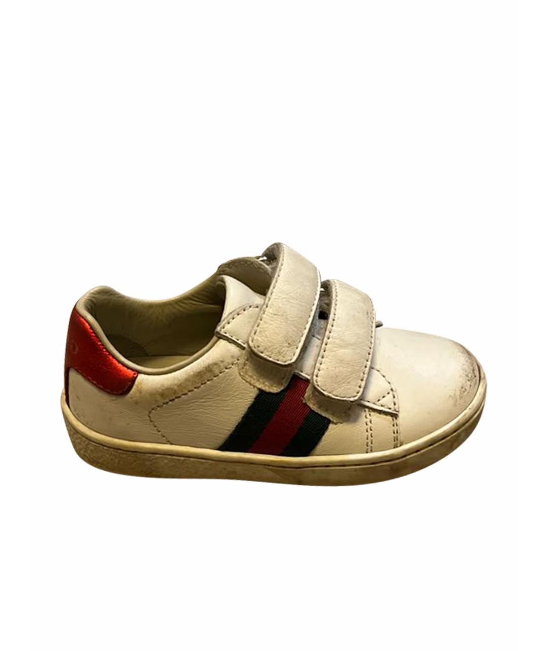 GUCCI KIDS Белые кожаные кеды, фото 1