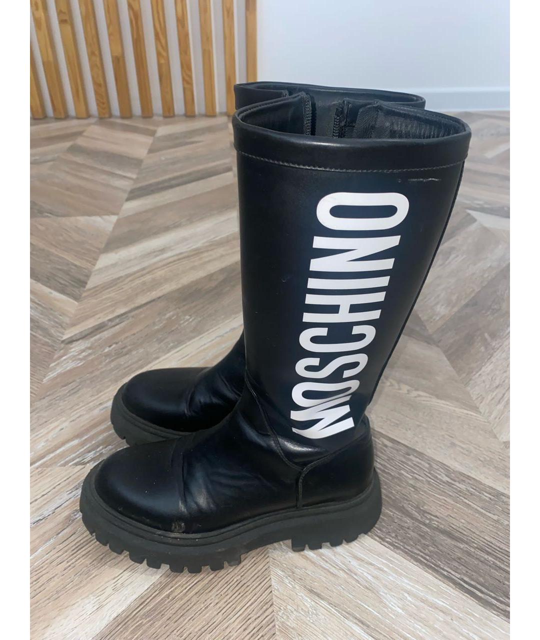 MOSCHINO KIDS Черные кожаные сапоги, фото 5