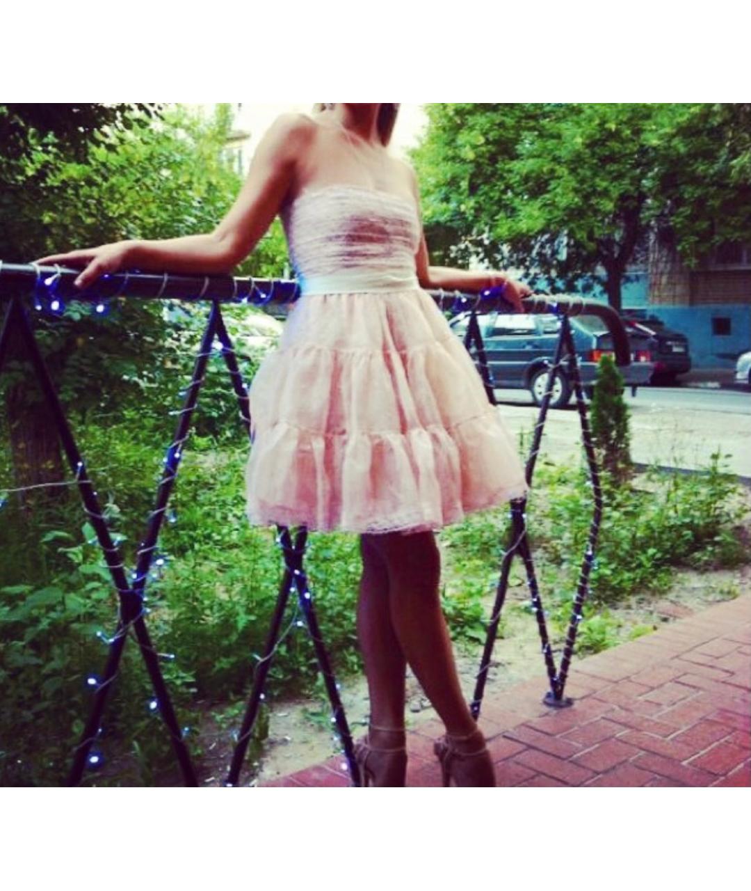 RED VALENTINO Розовое шелковое коктейльное платье, фото 7