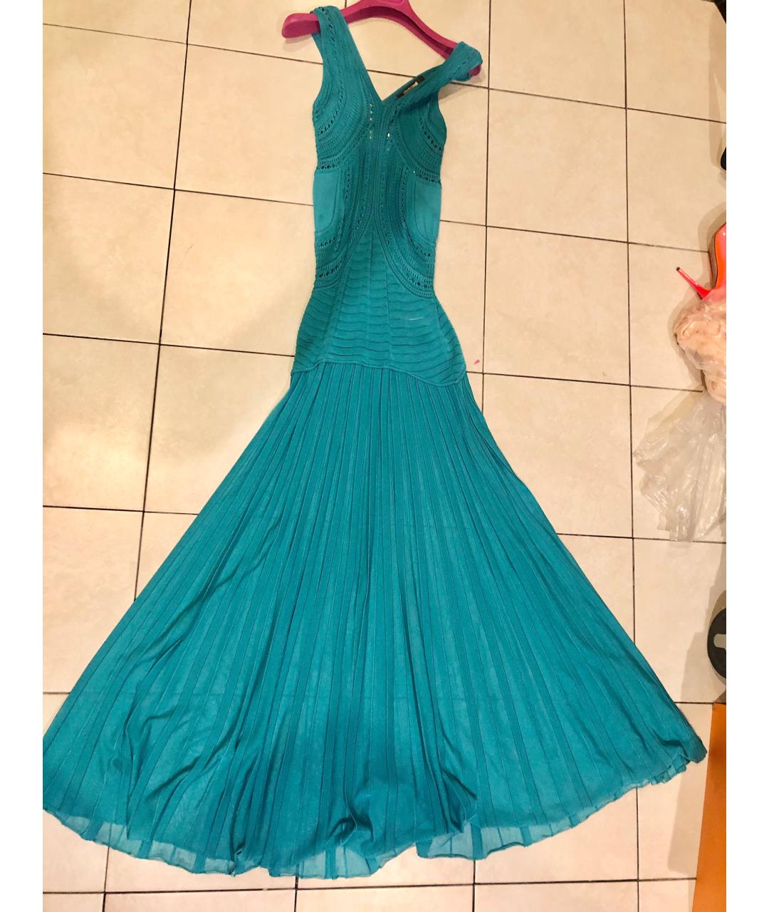 ROBERTO CAVALLI Бирюзовое вискозное вечернее платье, фото 2