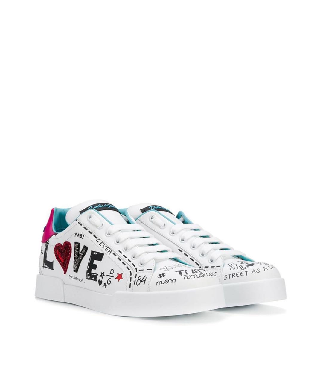 DOLCE&GABBANA Белые кожаные кроссовки, фото 1