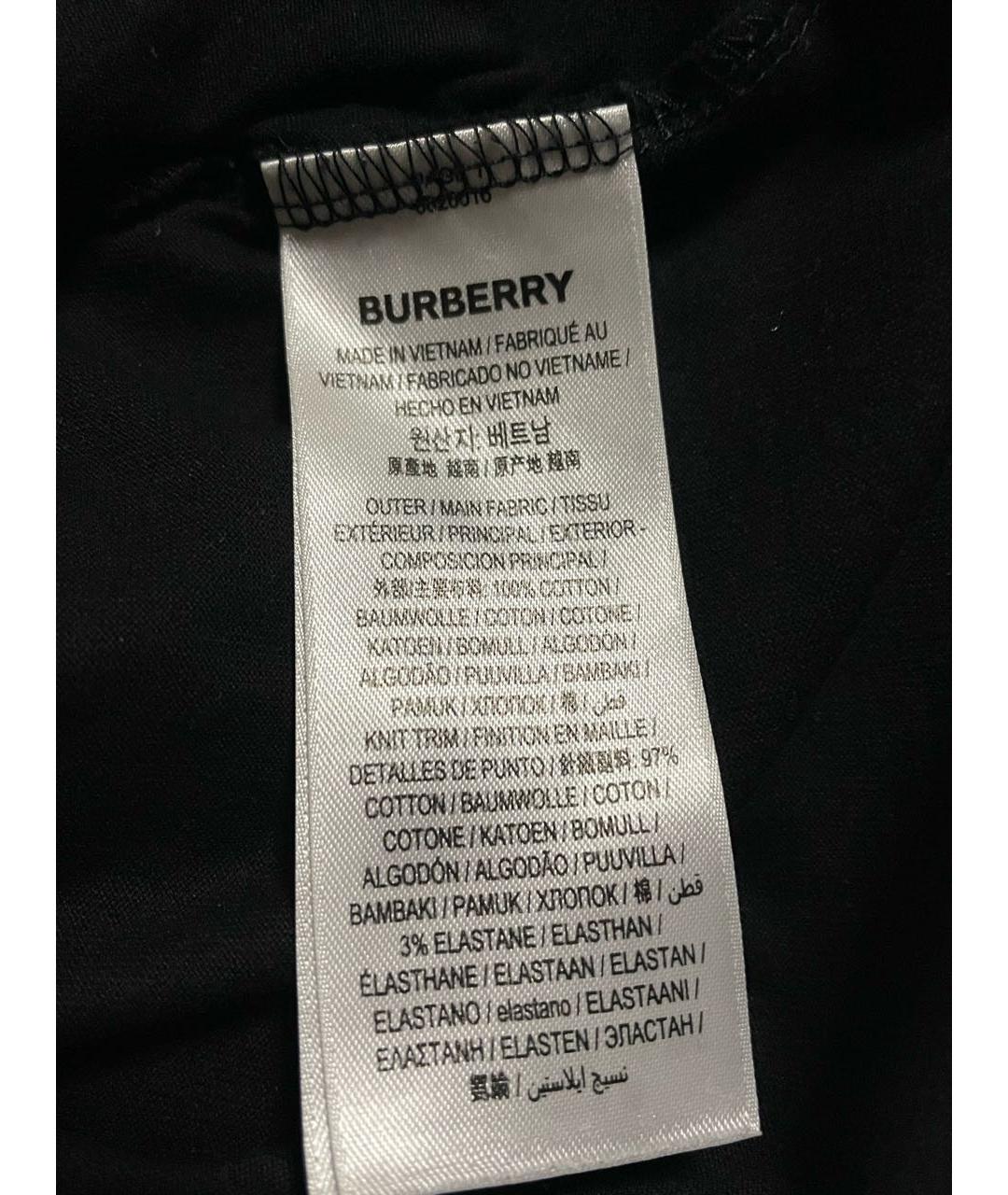 BURBERRY Черная хлопковая футболка, фото 2