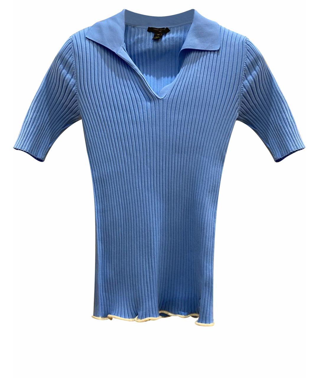 LOUIS VUITTON PRE-OWNED Голубая полиэстеровая футболка, фото 1