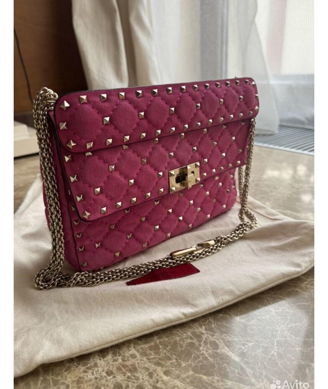 VALENTINO Розовая замшевая сумка с короткими ручками, фото 2