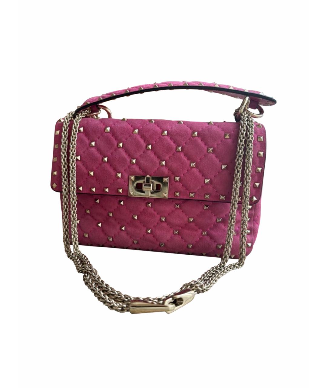 VALENTINO Розовая замшевая сумка с короткими ручками, фото 1