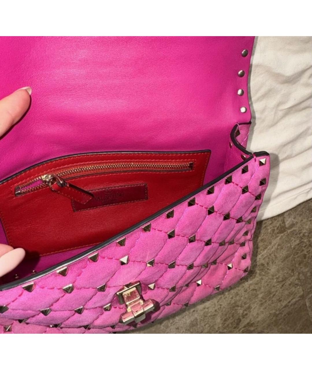 VALENTINO Розовая замшевая сумка с короткими ручками, фото 3