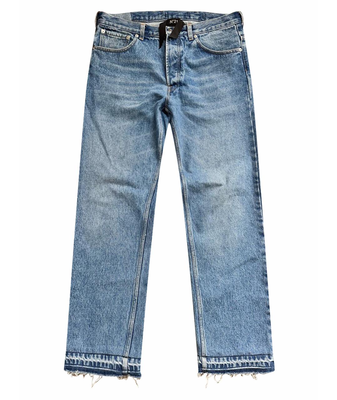 NO. 21 Синие хлопковые прямые джинсы, фото 1