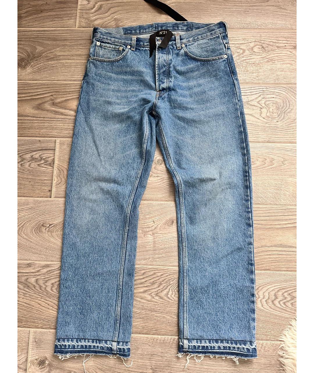 NO. 21 Синие хлопковые прямые джинсы, фото 7