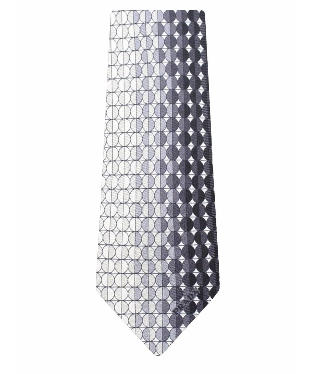 PRADA Серый шелковый галстук, фото 1