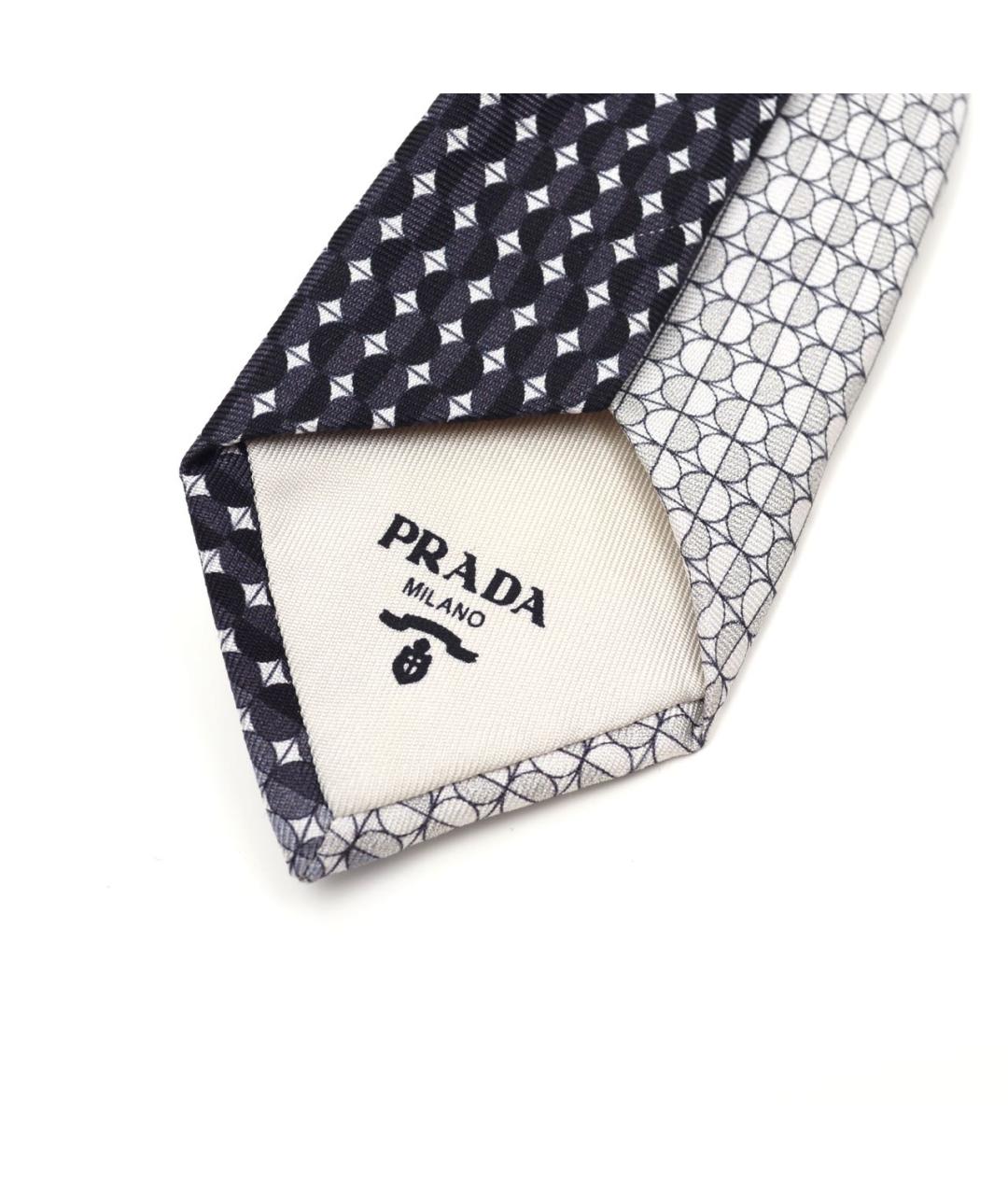 PRADA Серый шелковый галстук, фото 4