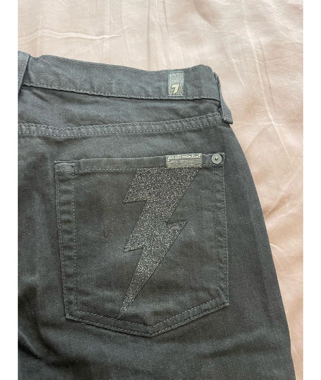7 FOR ALL MANKIND Черные хлопко-эластановые прямые джинсы, фото 6
