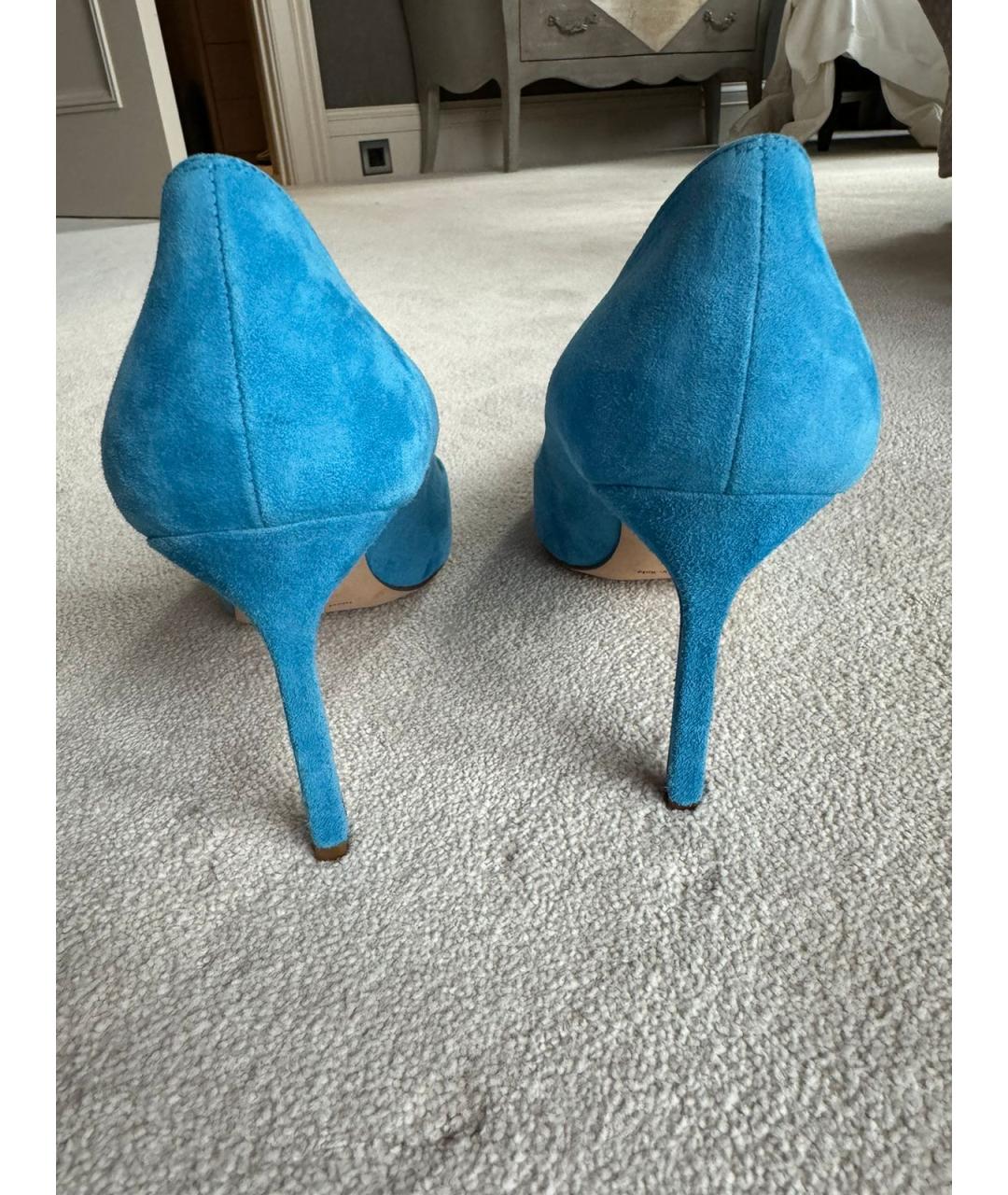MANOLO BLAHNIK Голубые замшевые туфли, фото 4