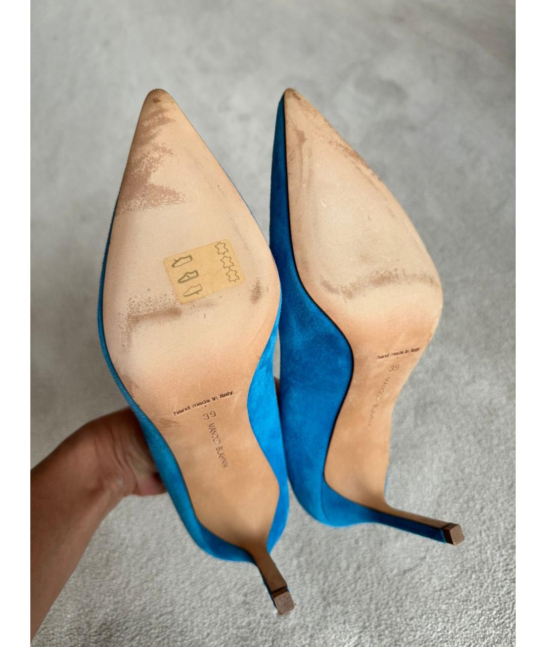 MANOLO BLAHNIK Голубые замшевые туфли, фото 5