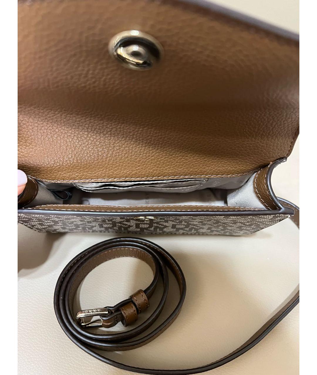 DKNY Коричневая сумка с короткими ручками из искусственной кожи, фото 4