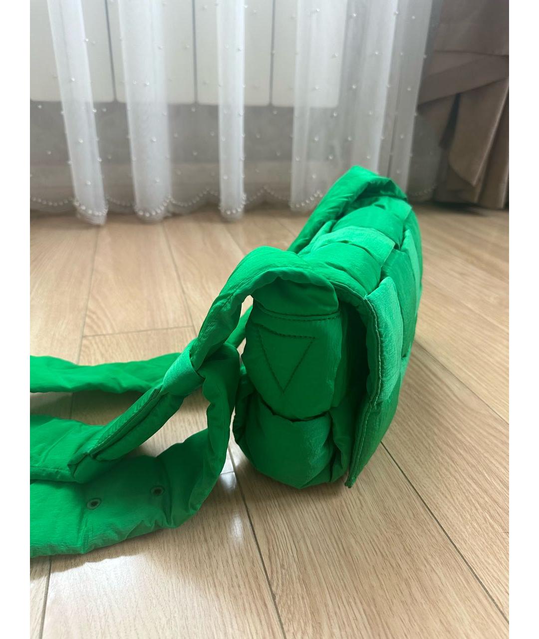 BOTTEGA VENETA Зеленая тканевая сумка через плечо, фото 2