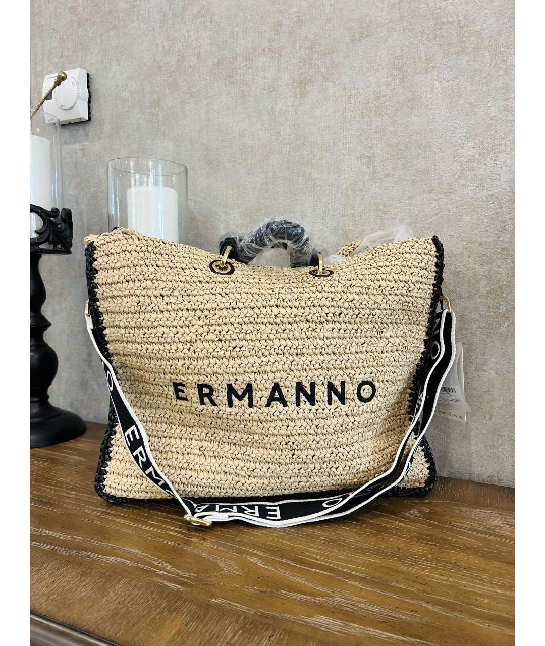 ERMANNO SCERVINO Бежевая пляжная сумка, фото 9