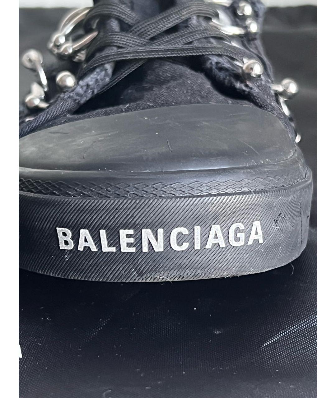 BALENCIAGA Черные текстильные низкие кроссовки / кеды, фото 4