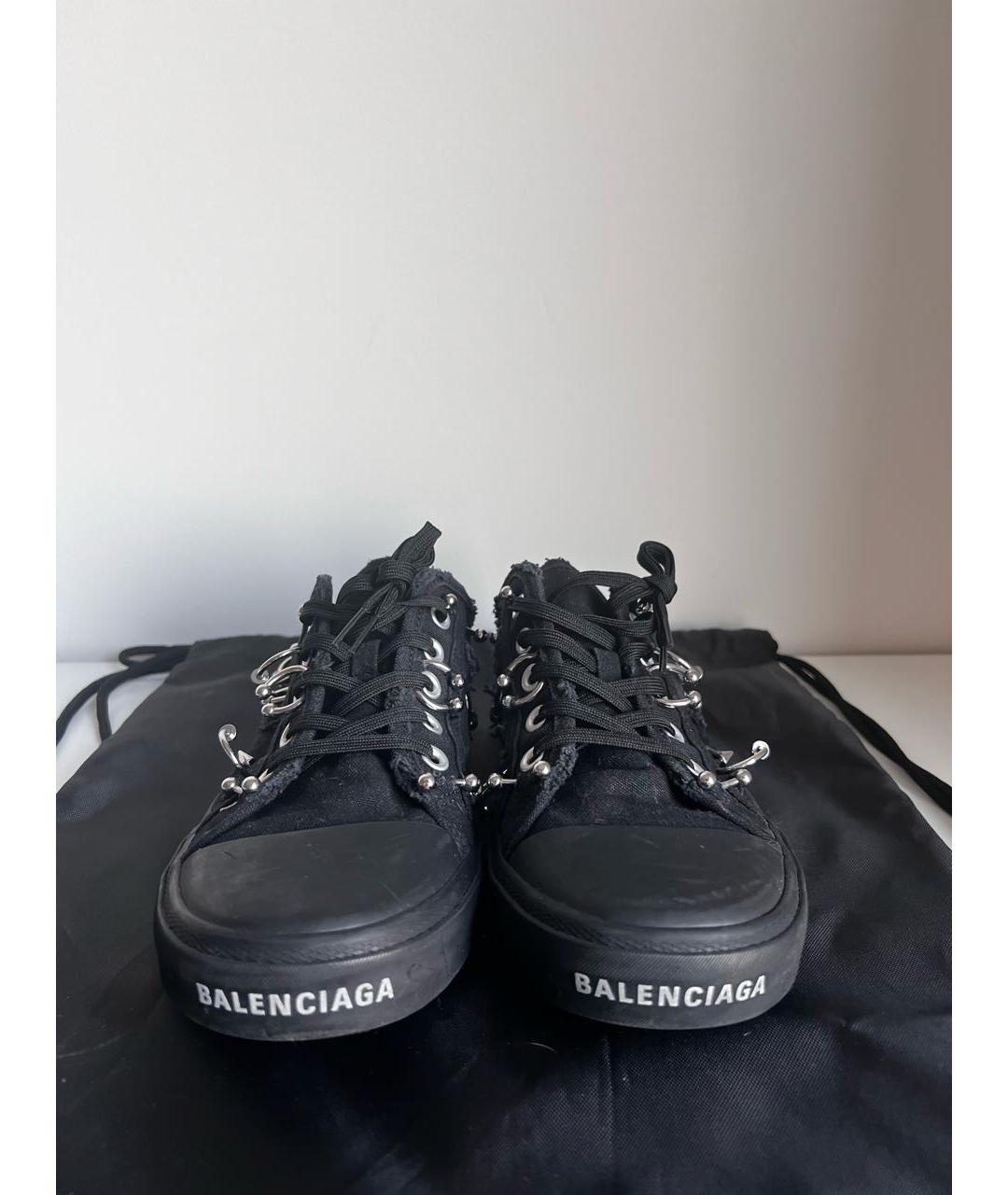 BALENCIAGA Черные текстильные низкие кроссовки / кеды, фото 3