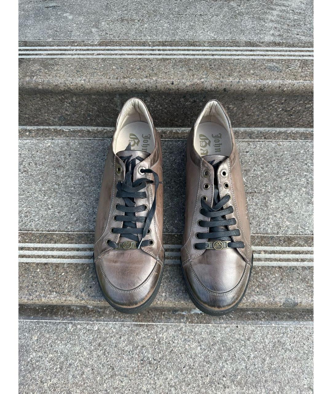 JOHN GALLIANO Коричневые кожаные низкие кроссовки / кеды, фото 2