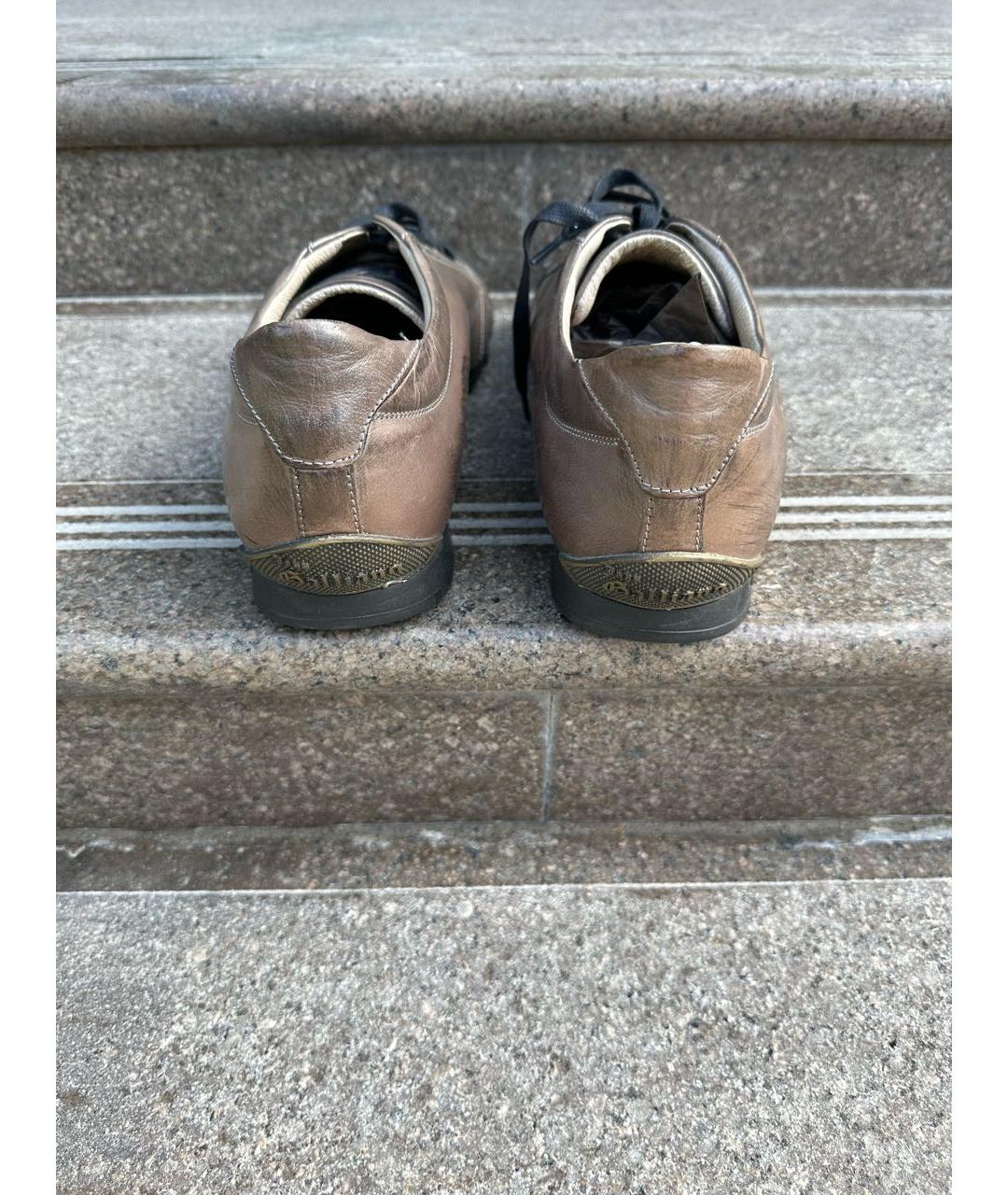 JOHN GALLIANO Коричневые кожаные низкие кроссовки / кеды, фото 4