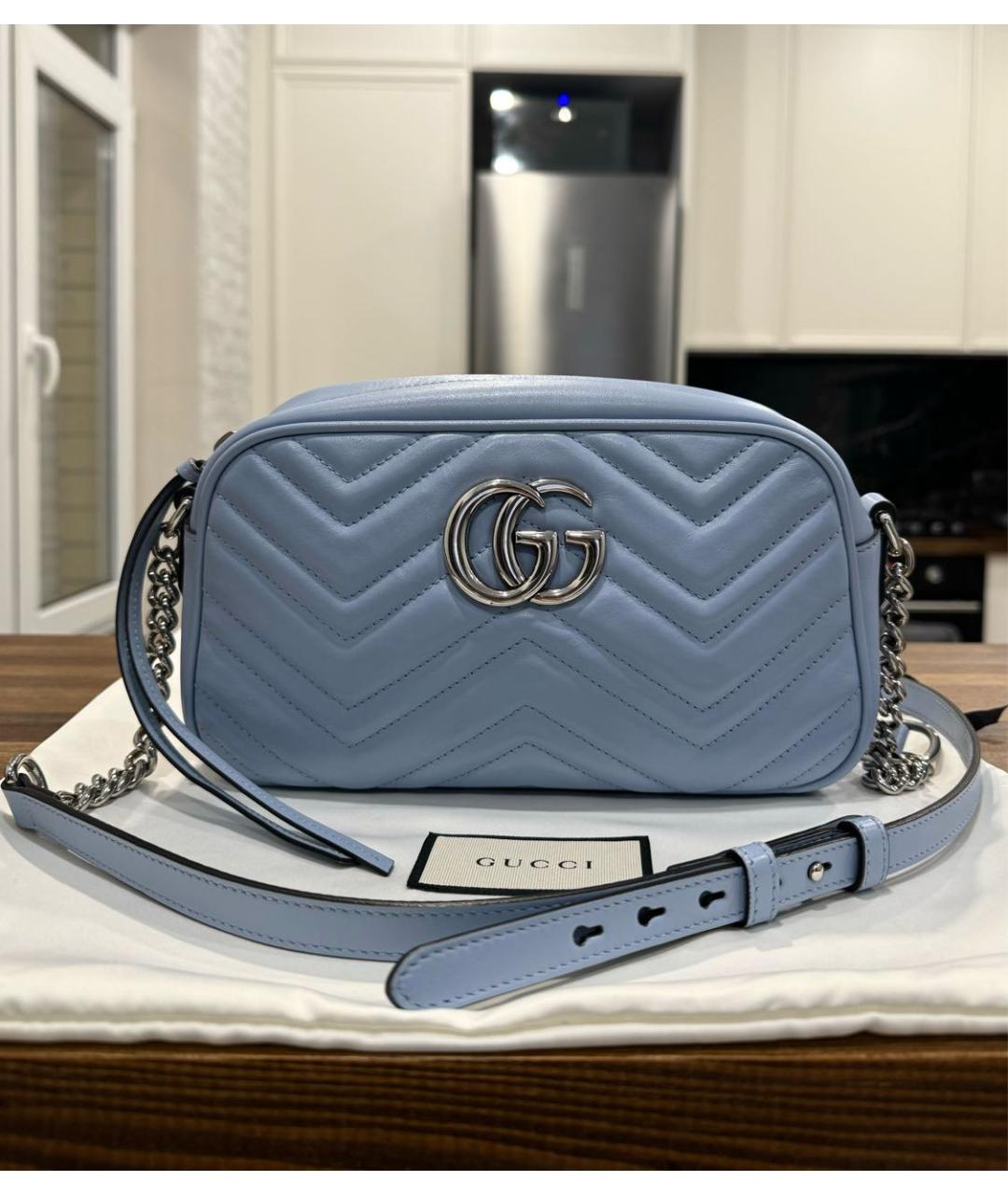 GUCCI Голубая кожаная сумка через плечо, фото 2