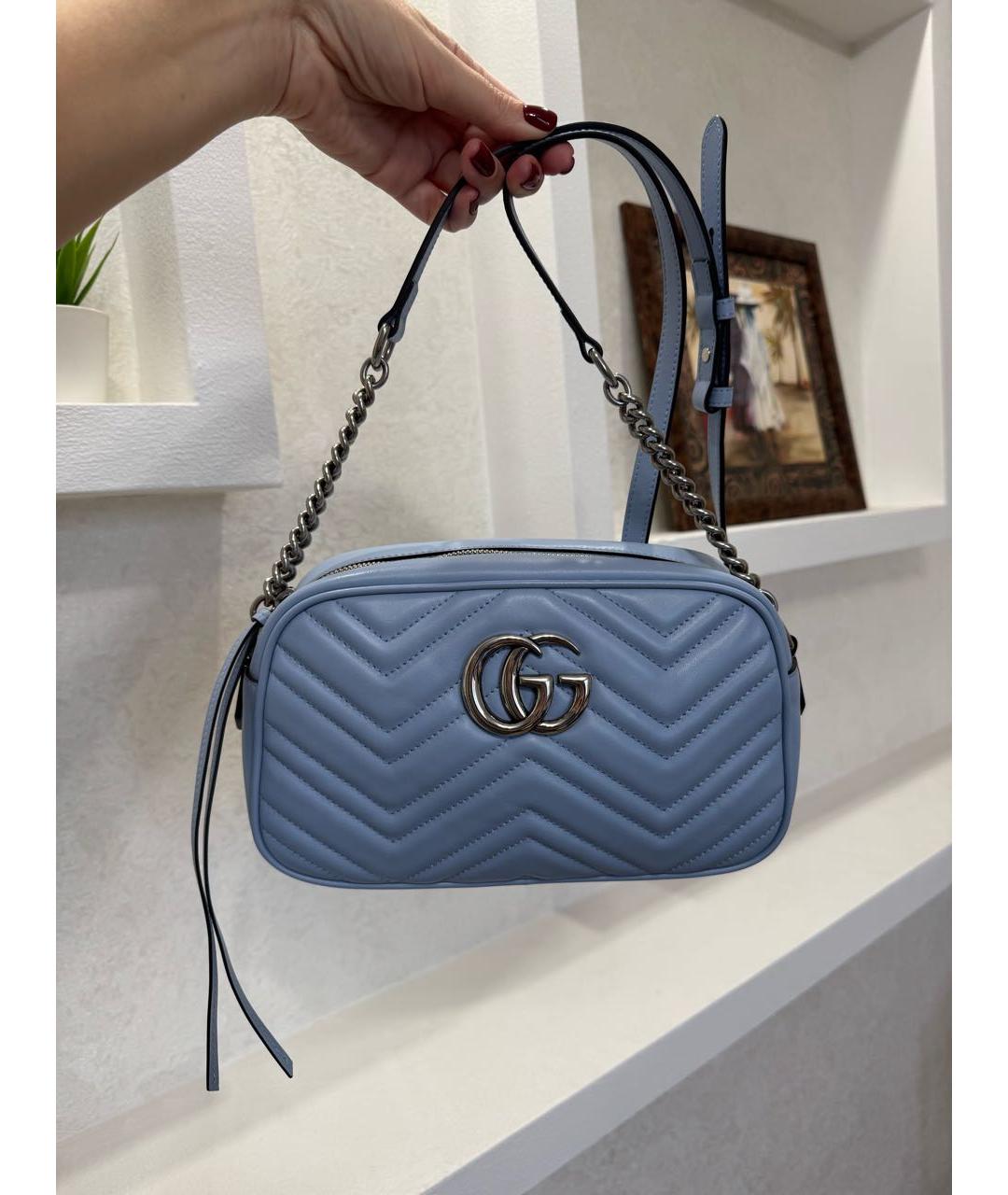 GUCCI Голубая кожаная сумка через плечо, фото 7