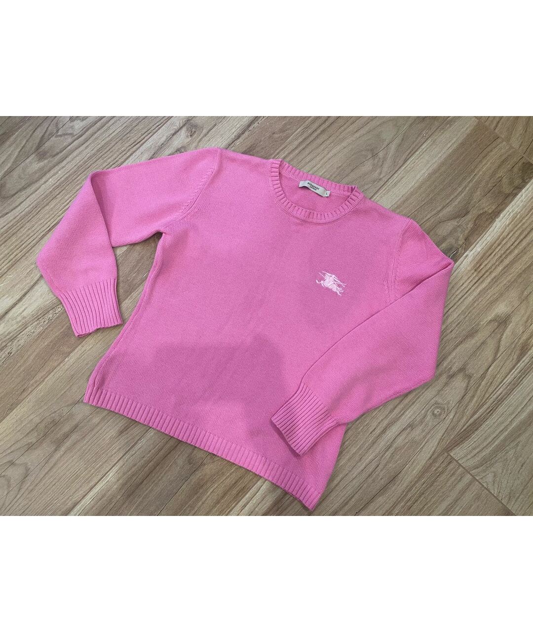BURBERRY Розовый хлопковый джемпер / свитер, фото 5