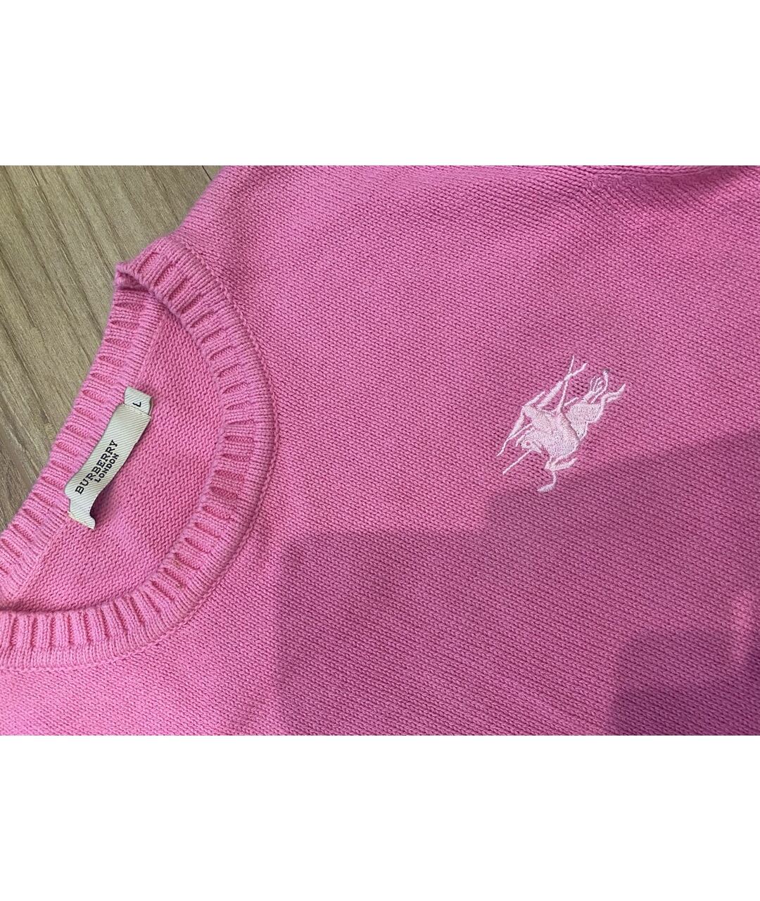 BURBERRY Розовый хлопковый джемпер / свитер, фото 3