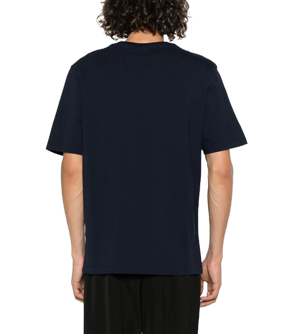 MAISON KITSUNE Темно-синяя хлопковая футболка, фото 2