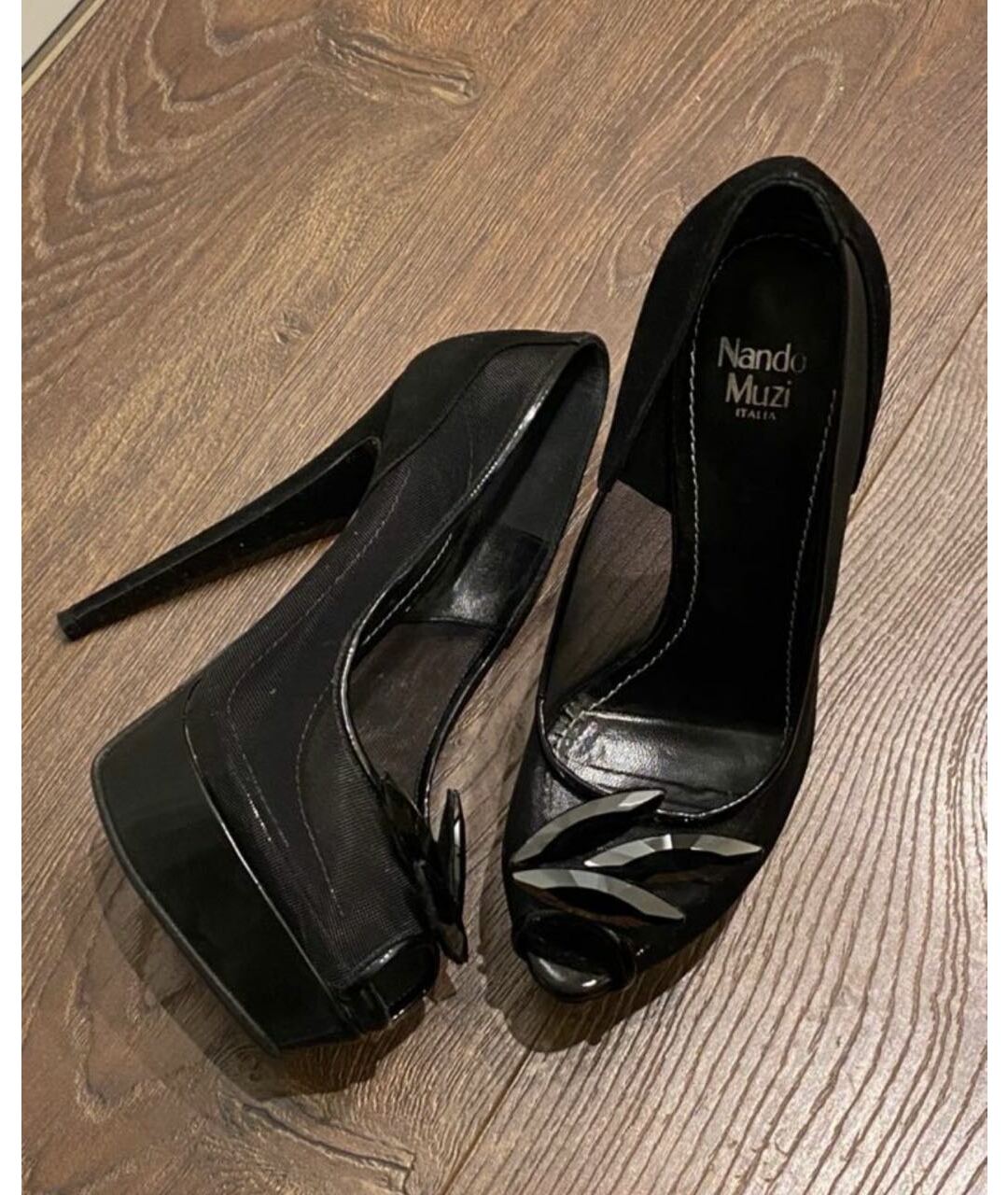 NANDO MUZI Черные бархатные туфли, фото 7