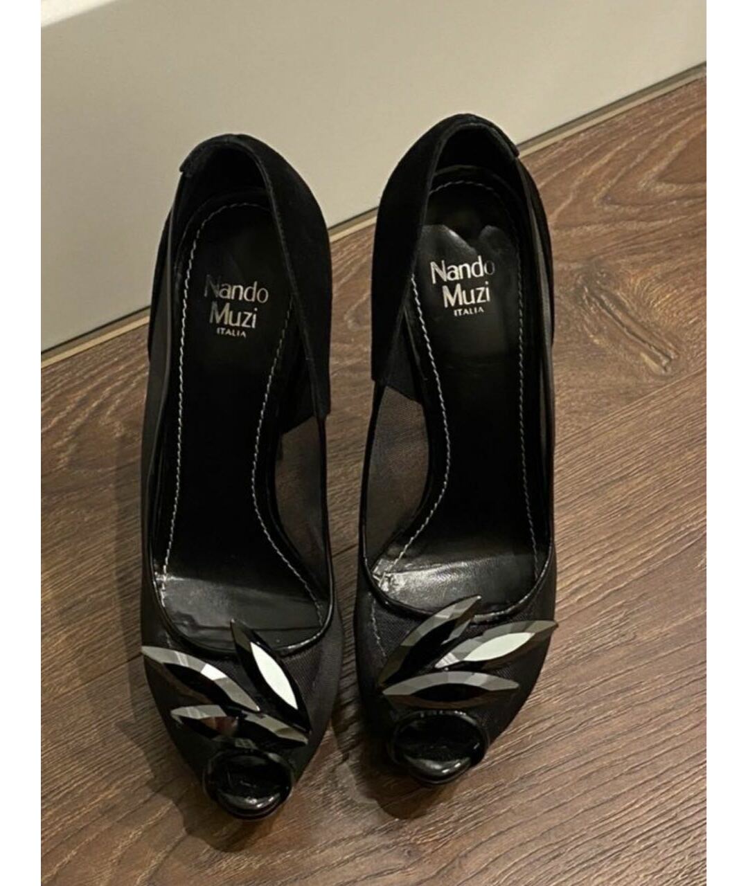 NANDO MUZI Черные бархатные туфли, фото 5