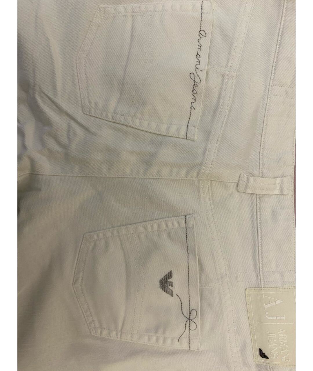 ARMANI JEANS Белые хлопко-эластановые прямые джинсы, фото 8