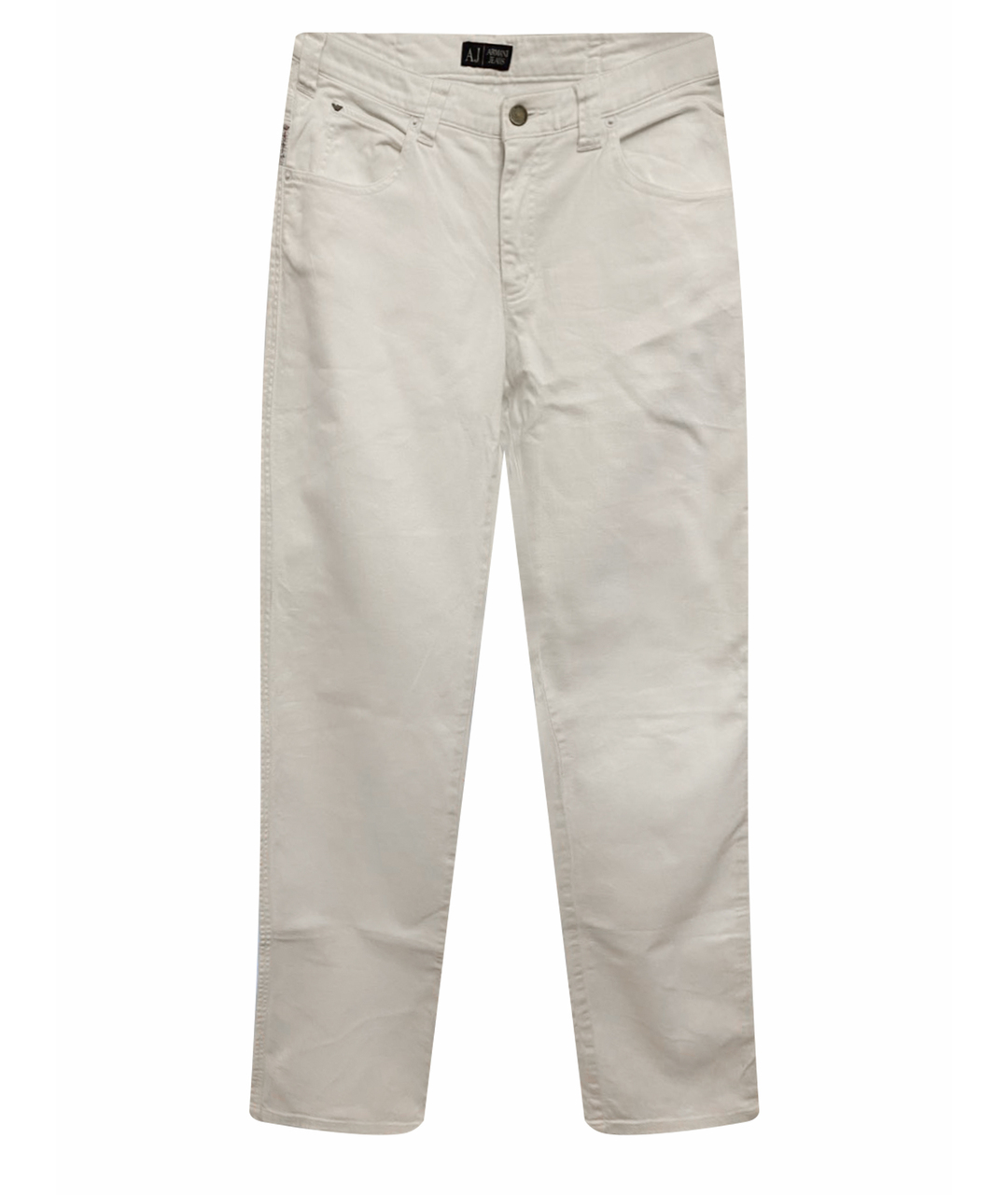ARMANI JEANS Белые хлопко-эластановые прямые джинсы, фото 1