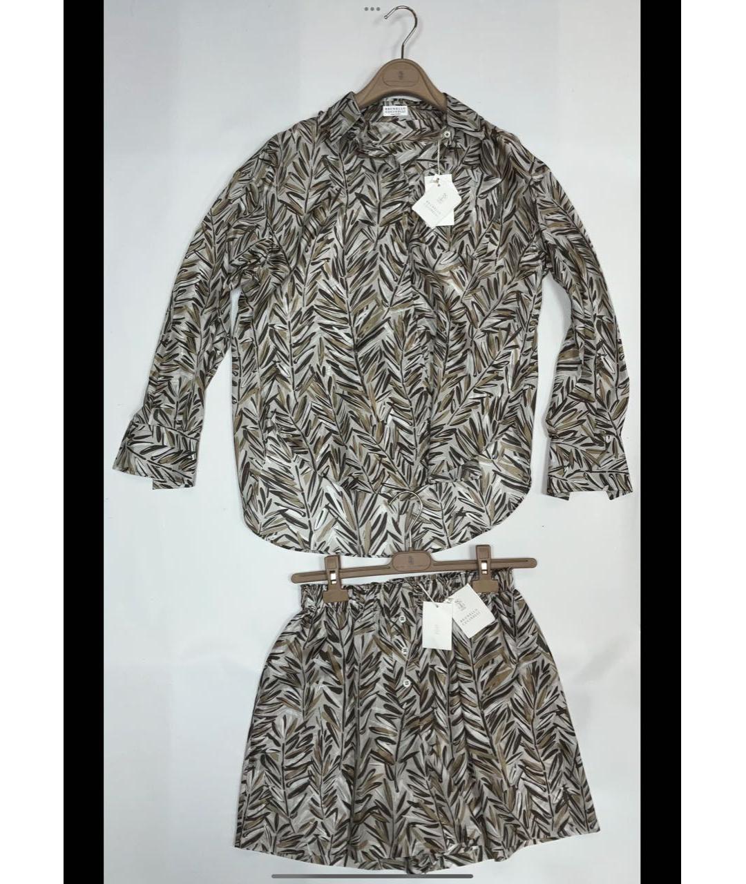 BRUNELLO CUCINELLI Мульти шелковый костюм с юбками, фото 9